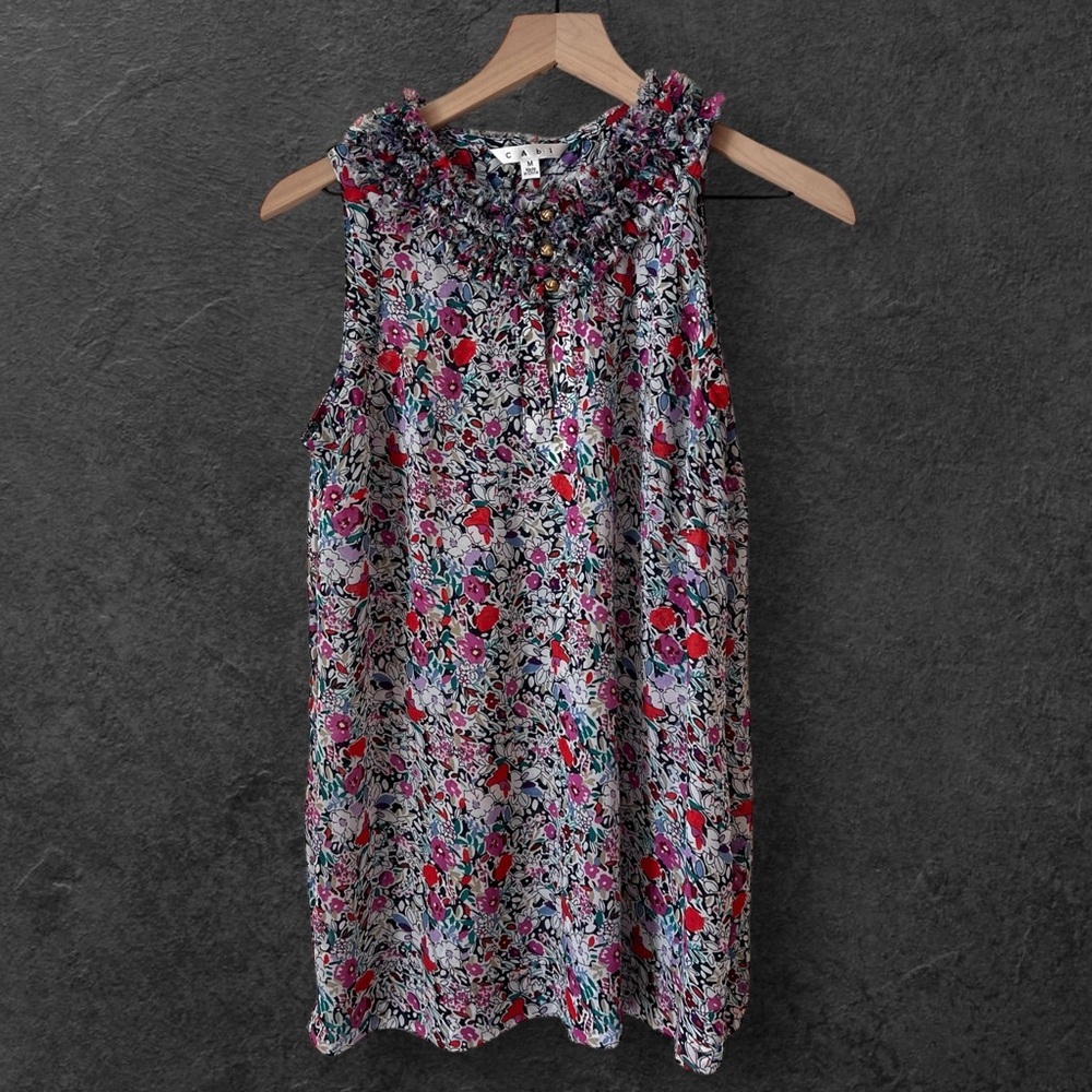 CAbi Liberty Floral Ruffle Sleeveless Tank Top #355 Size M - Picture 2 of 7